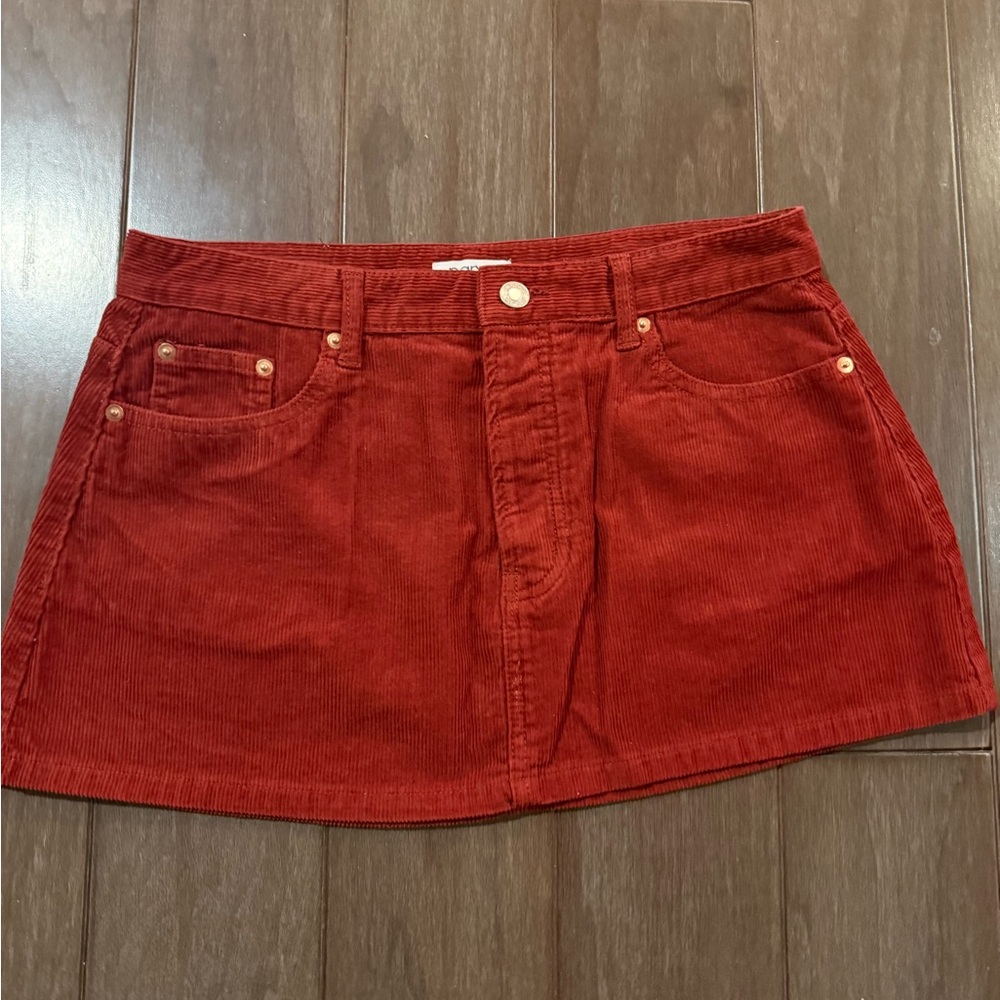 PARKE CORDUROY DARK RED MINI SKIRT